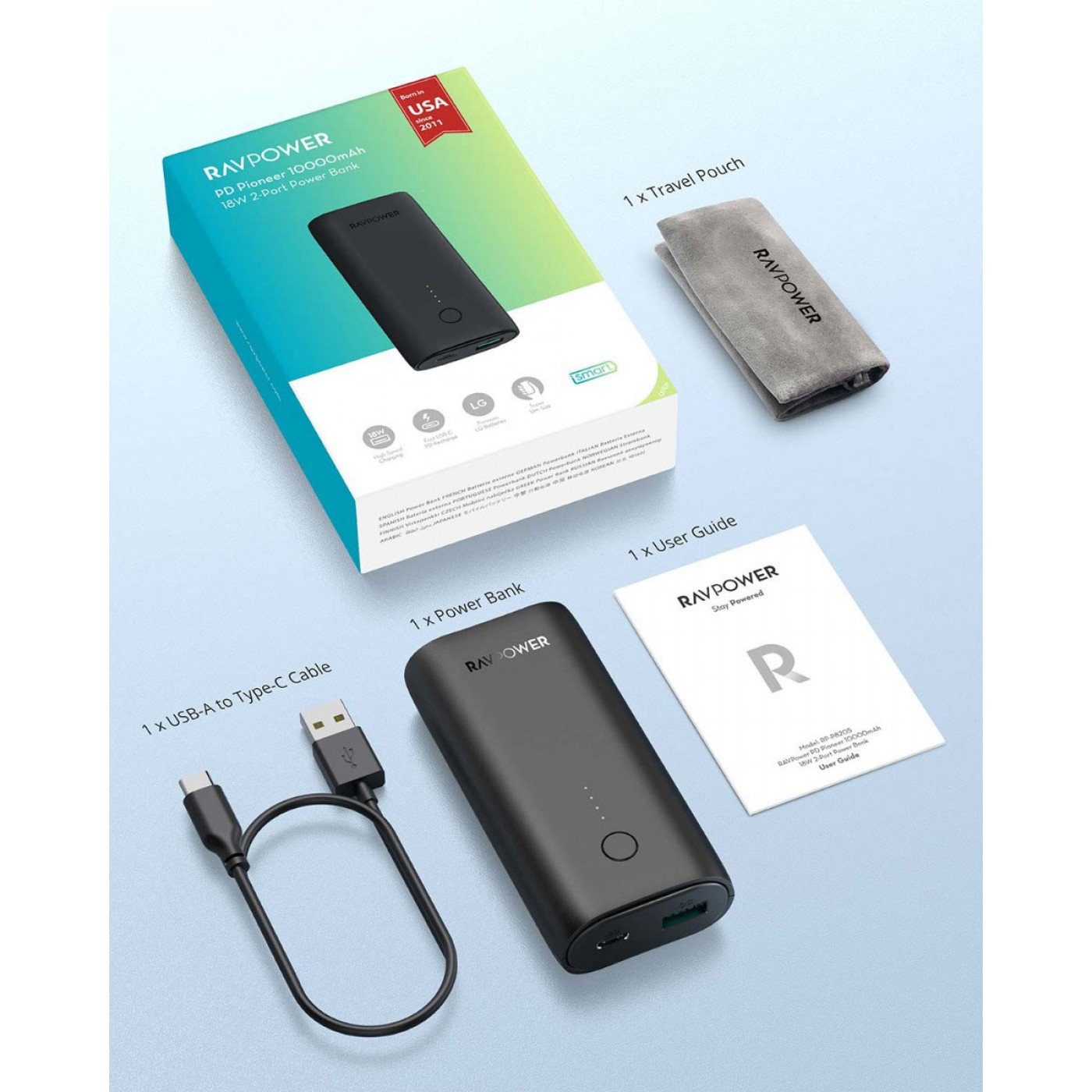 Ravpower Power Bank 10000mah Pd And Qc 2 Port 18w Rp Pb205 Black 5143